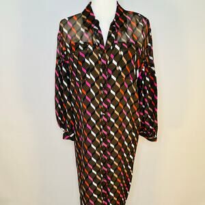 Diane Von Furstenberg DVF Paige Dress Geometric Print Silk Size XL